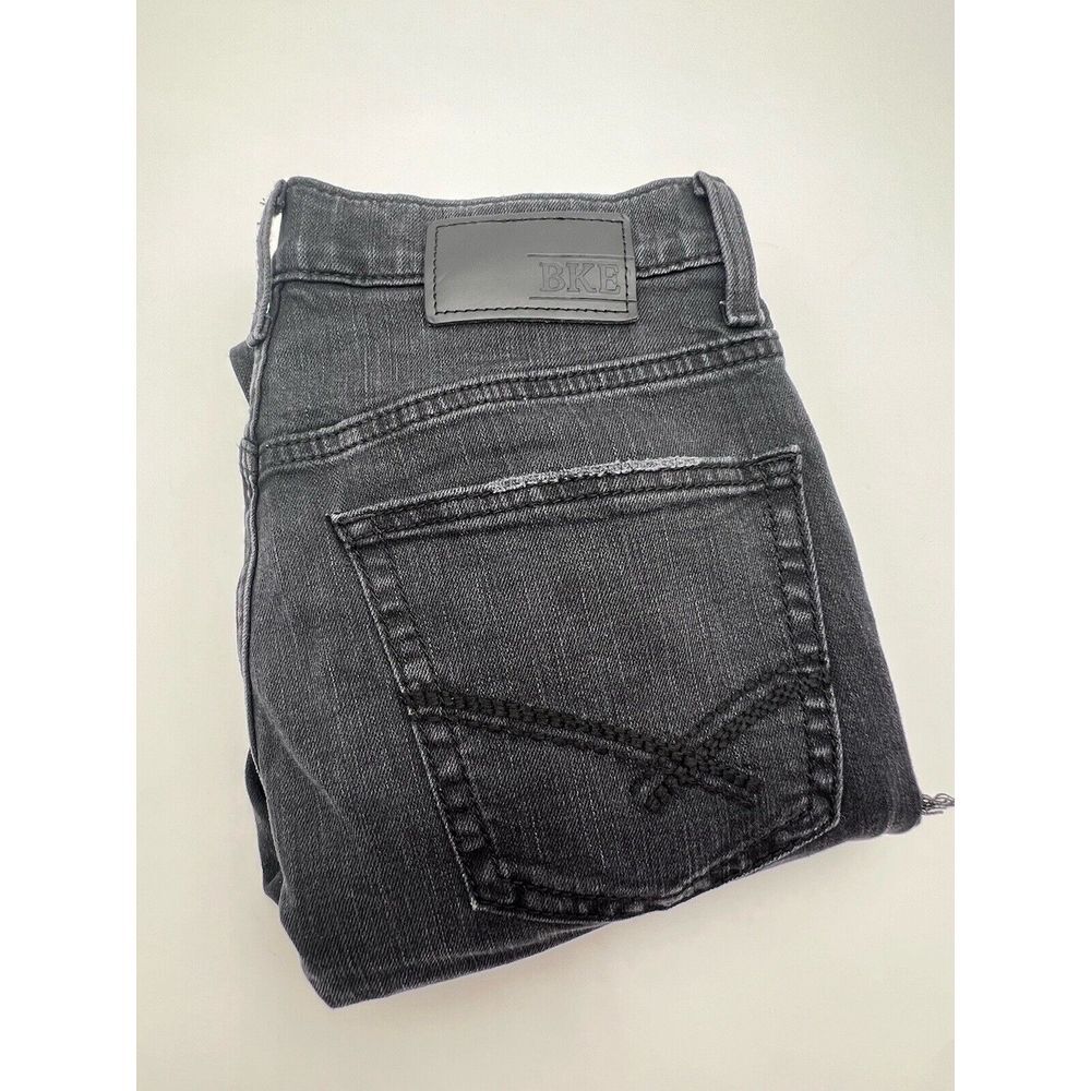 Men's BKE‎ Alec 29S (30X29.5) Straight Leg Stretch Denim Black Jeans Distressed